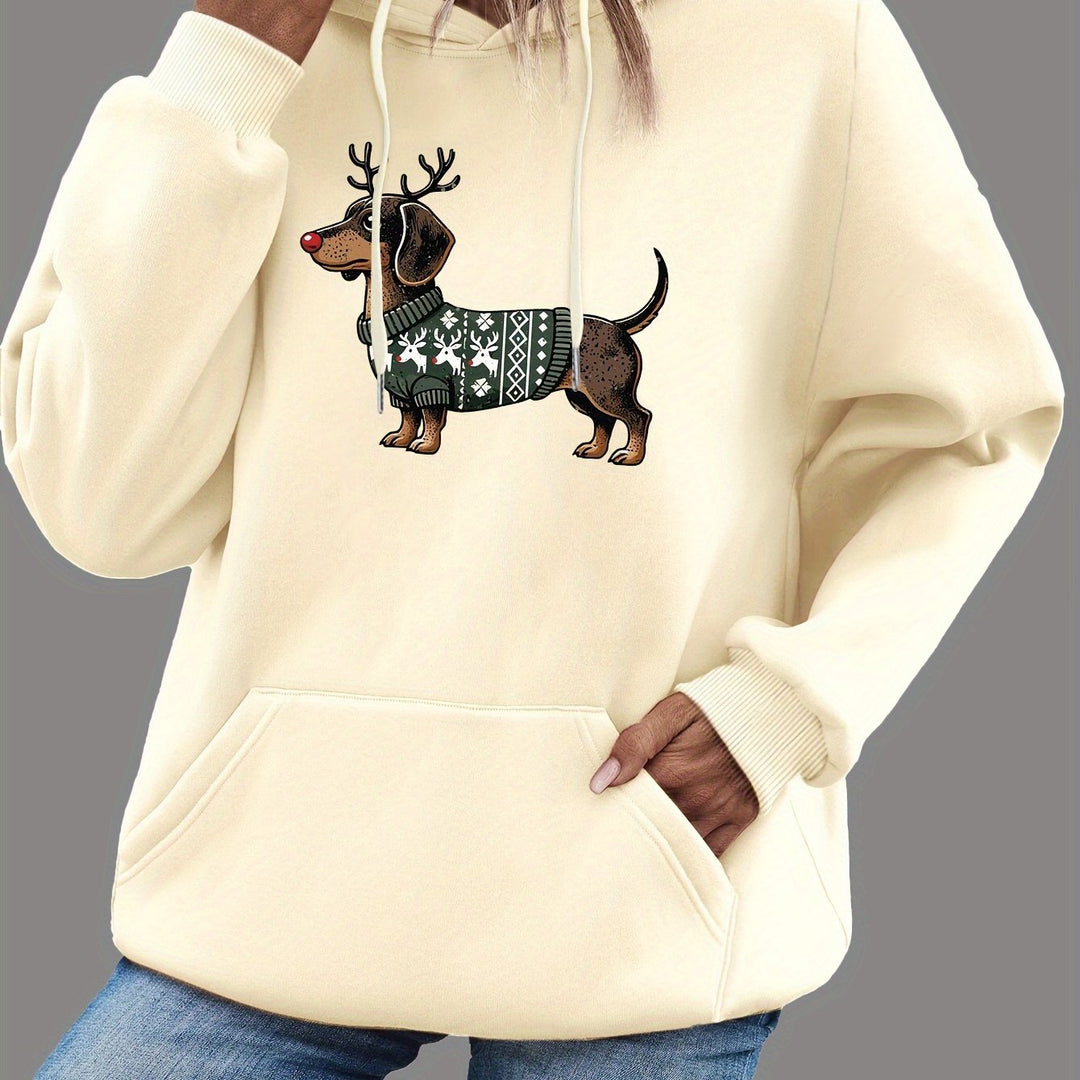 Drune | Süßer Dackeldruck Hoodie für Damen