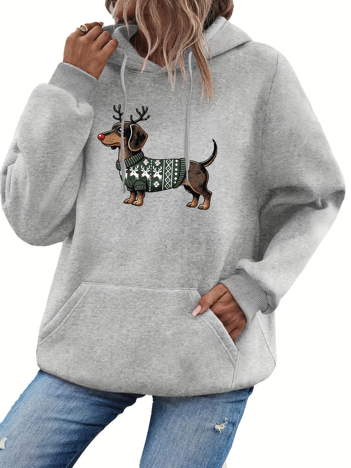 Drune | Süßer Dackeldruck Hoodie für Damen