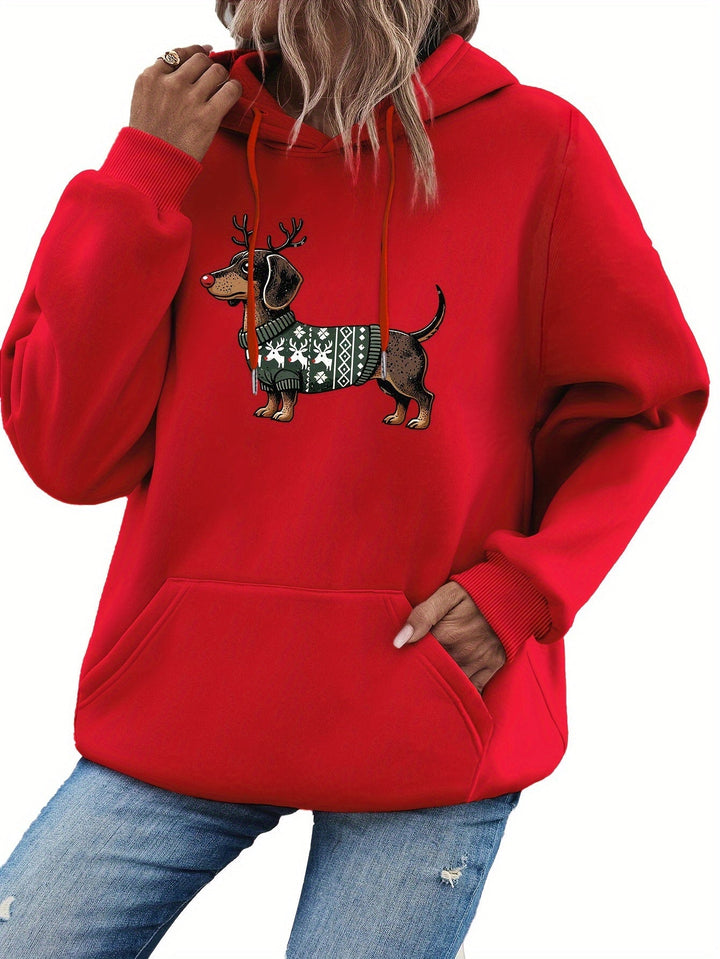Drune | Süßer Dackeldruck Hoodie für Damen
