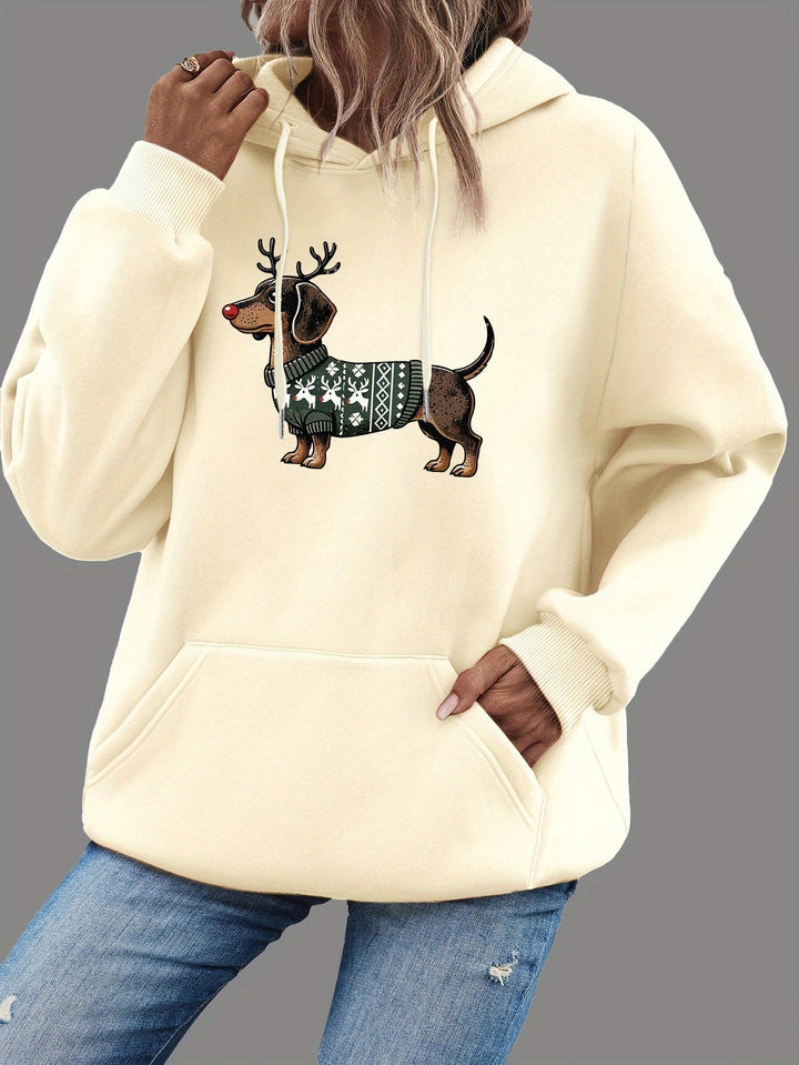 Drune | Süßer Dackeldruck Hoodie für Damen