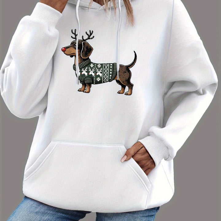 Drune | Süßer Dackeldruck Hoodie für Damen