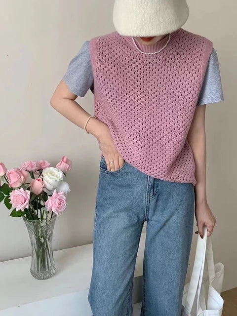 Drune | Ärmelloser Strickpullover für Damen