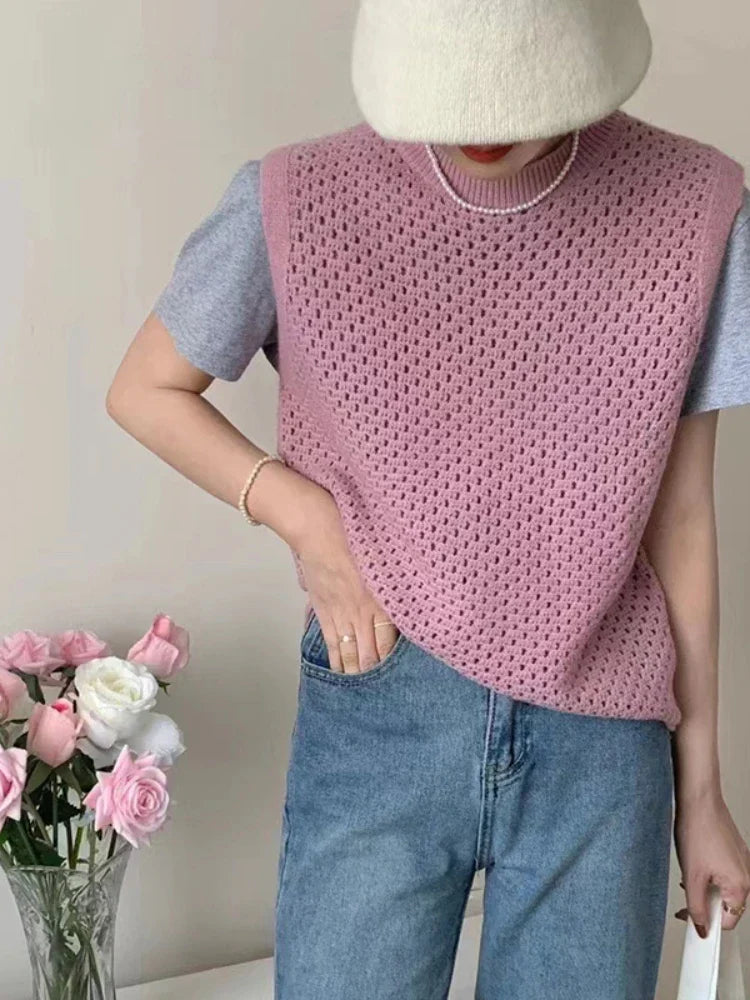 Drune | Ärmelloser Strickpullover für Damen