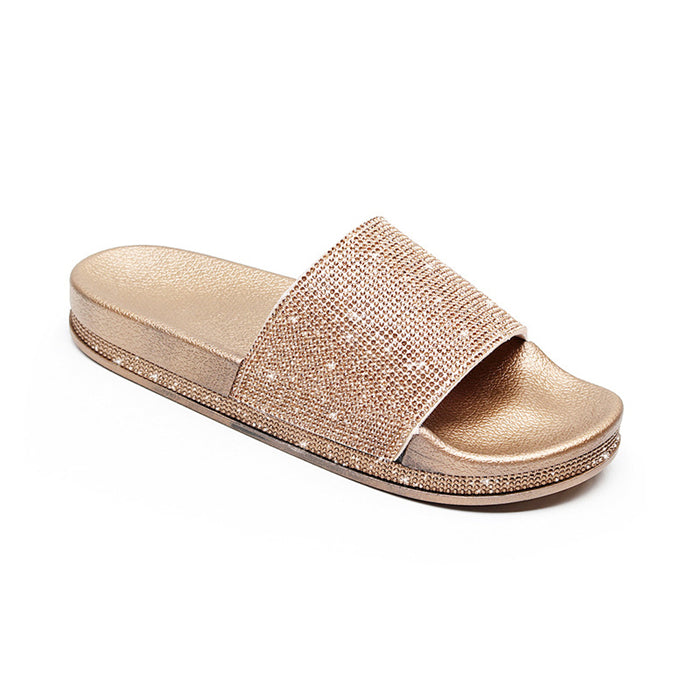 Drune | Kristall Diamant Slides mit Besatz Sandalen