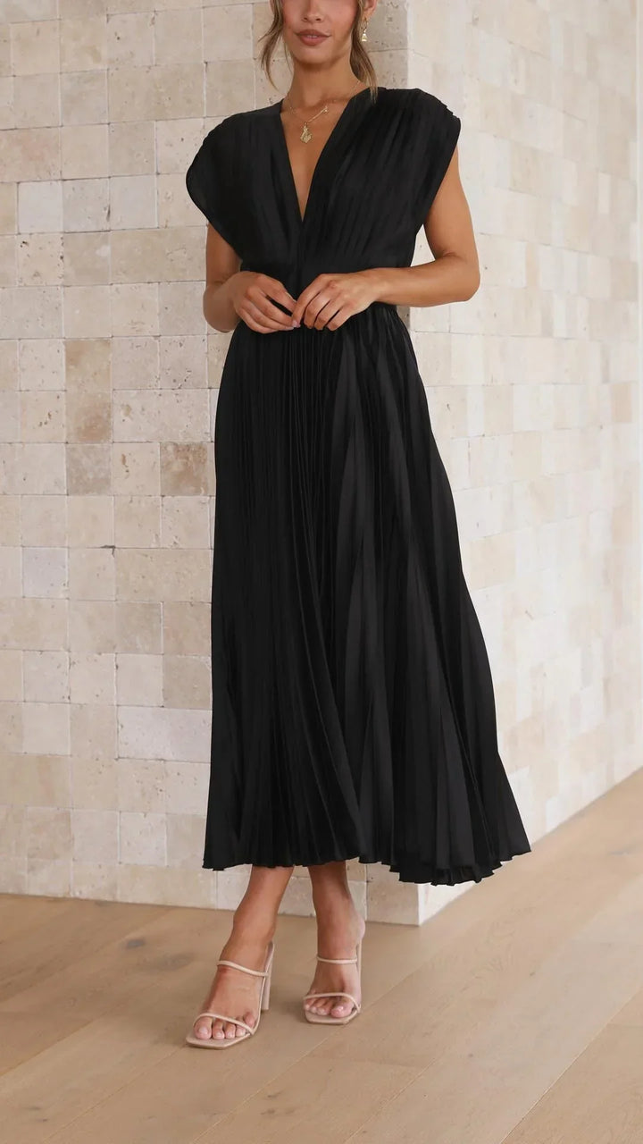 Drune | Kleid mit V Ausschnitt und Rückenkrawatte