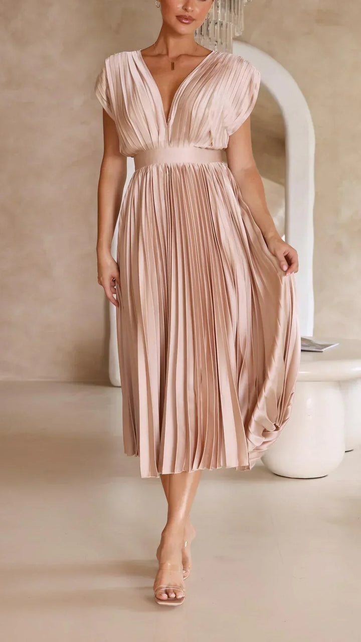 Drune | Ärmelloses, Plissiertes Midikleid