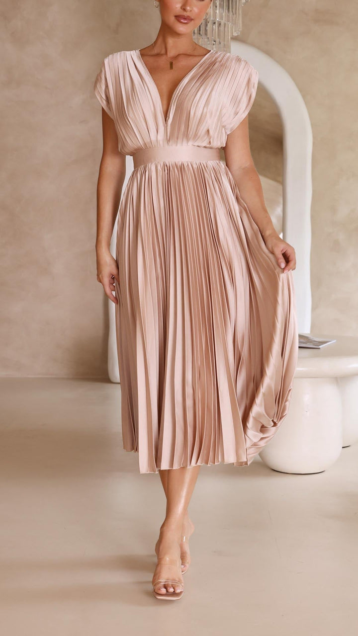 Drune | Kleid mit V Ausschnitt und Rückenkrawatte