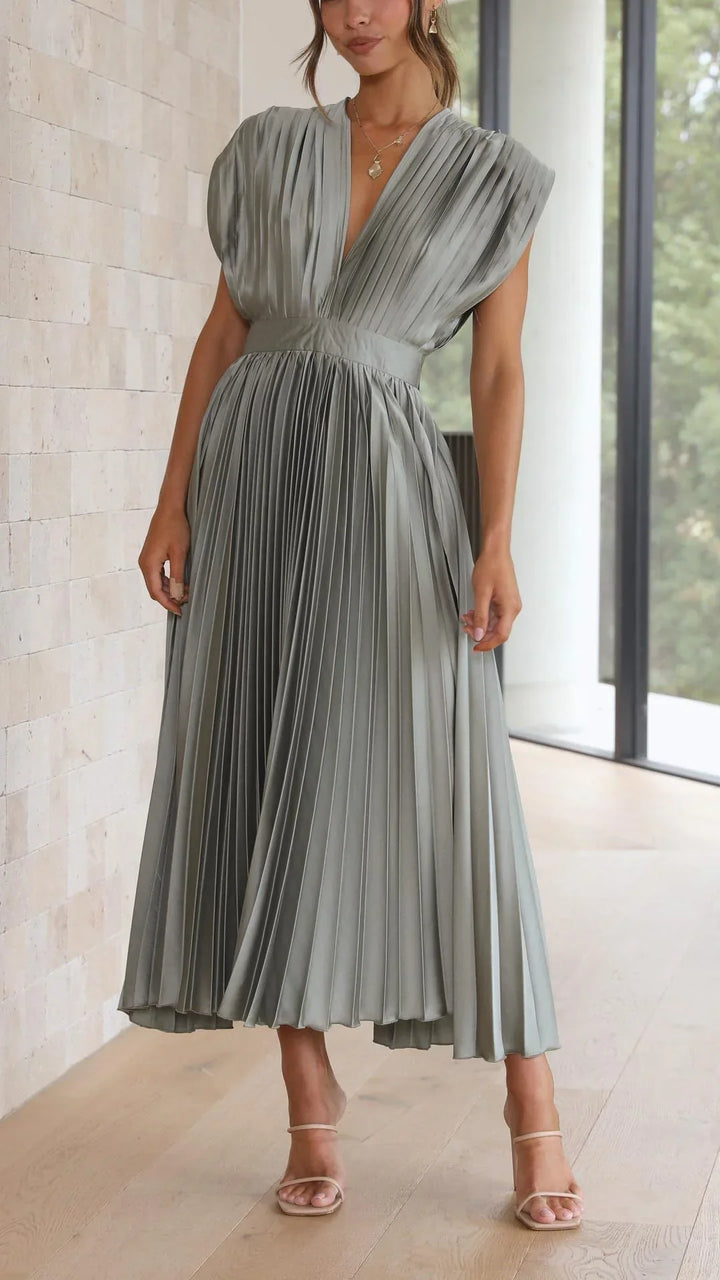 Drune | Kleid mit V Ausschnitt und Rückenkrawatte