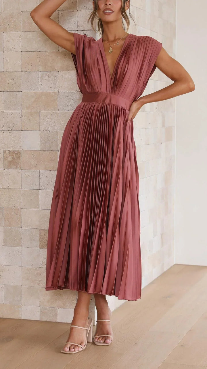 Drune | Kleid mit V Ausschnitt und Rückenkrawatte