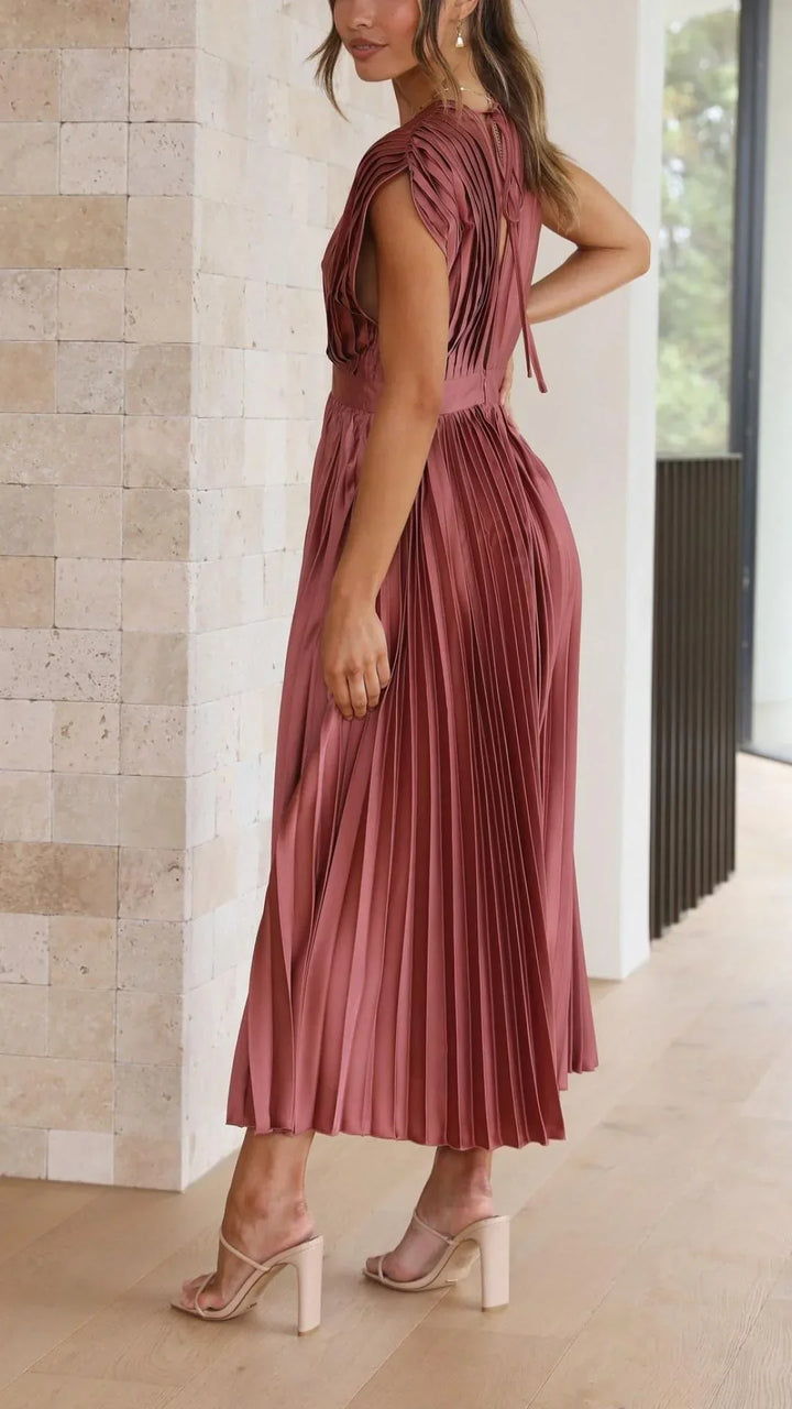 Drune | Kleid mit V Ausschnitt und Rückenkrawatte