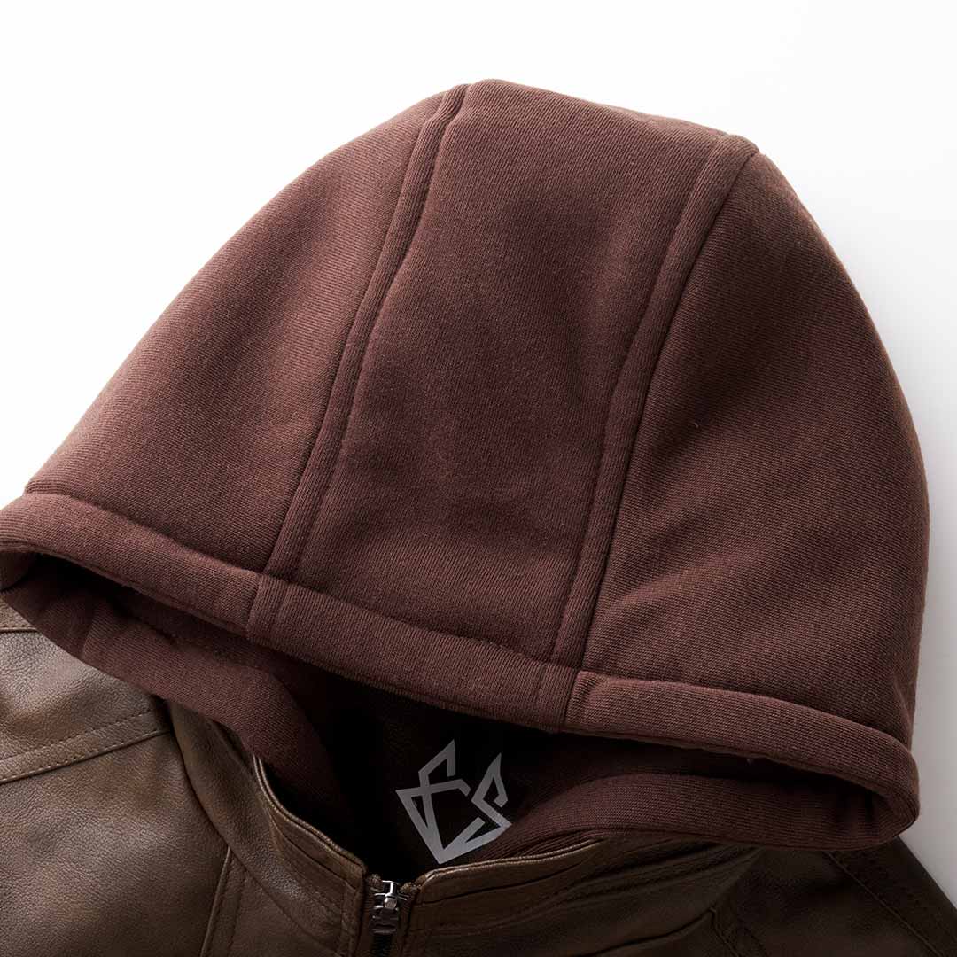 Drune | Premium hochwertige Lederjacke mit Kapuze für Herren