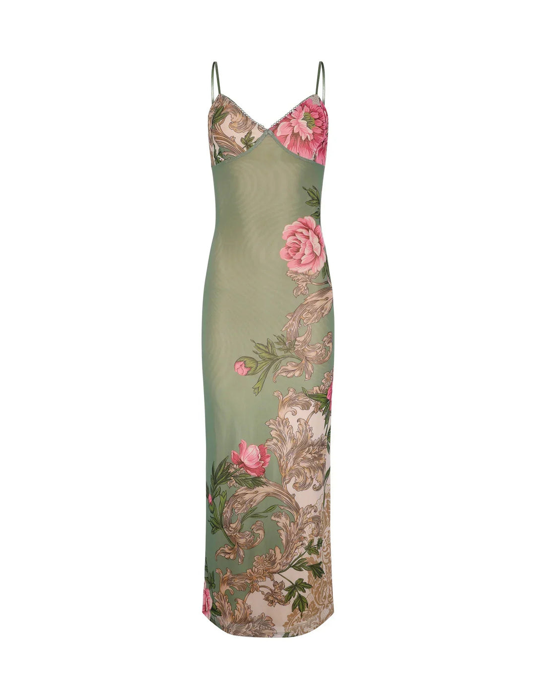 Drune | Blumen Grüne Spitzenkleid