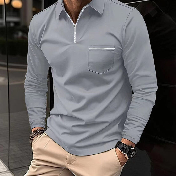 Drune | Herren Poloshirt mit Reißverschluss und Brusttasche - Casual & Business Look