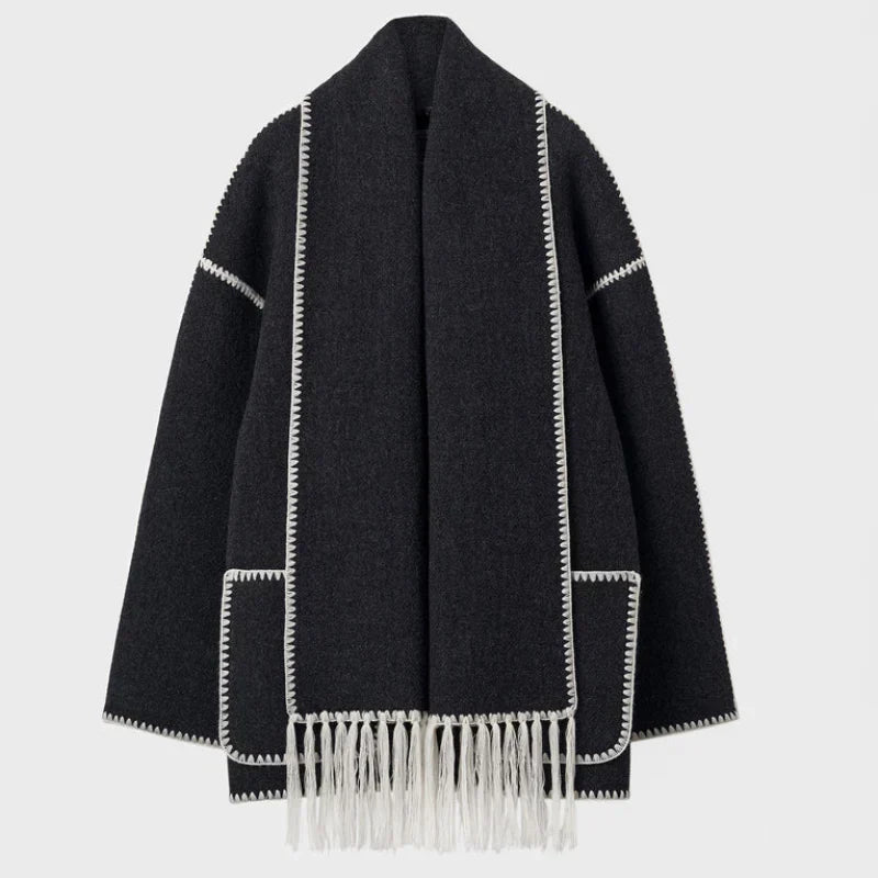 Drune | Damen Wickeljacke mit Drapiertem Vorderteil