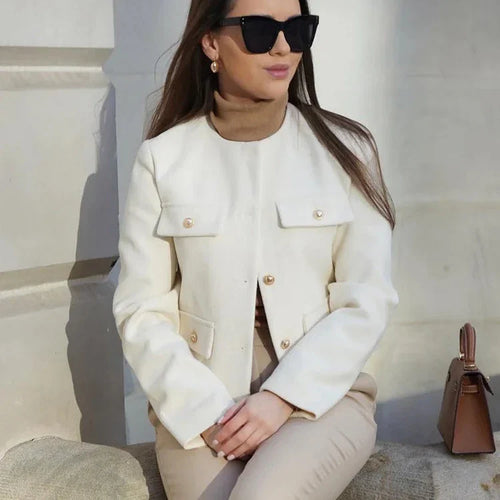 Drune | Elegant und schicke Damen Blazerjacke mit Struktur und Knöpfen