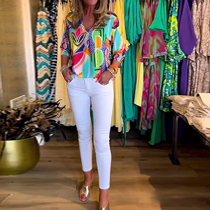 Drune | Bunte Langärmlige Bluse mit Print