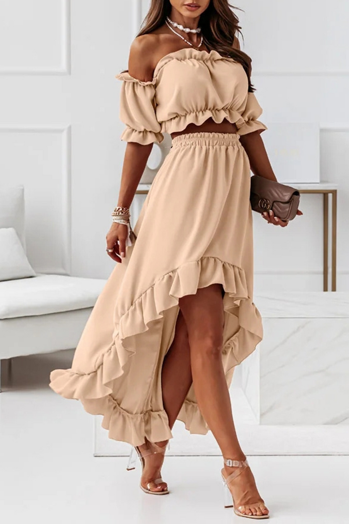 Drune | Flügel Off Shoulder Crop Unregelmäßigkeit Rock Set