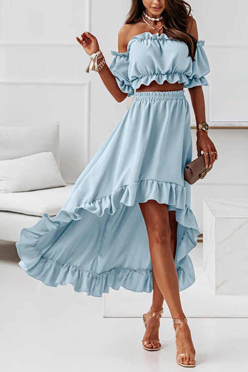 Drune | Flügel Off Shoulder Crop Unregelmäßigkeit Rock Set