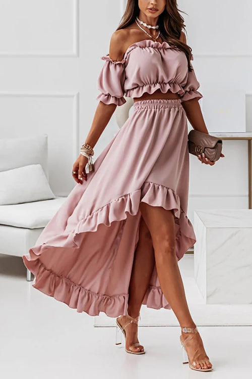 Drune | Flügel Off Shoulder Crop Unregelmäßigkeit Rock Set