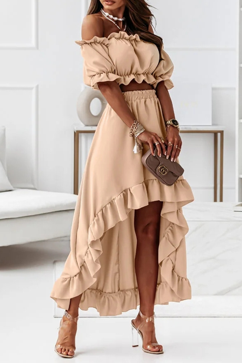 Drune | Flügel Off Shoulder Crop Unregelmäßigkeit Rock Set