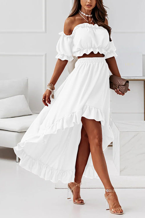 Drune | Flügel Off Shoulder Crop Unregelmäßigkeit Rock Set