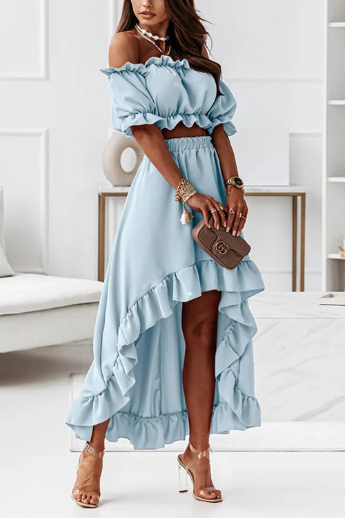 Drune | Flügel Off Shoulder Crop Unregelmäßigkeit Rock Set