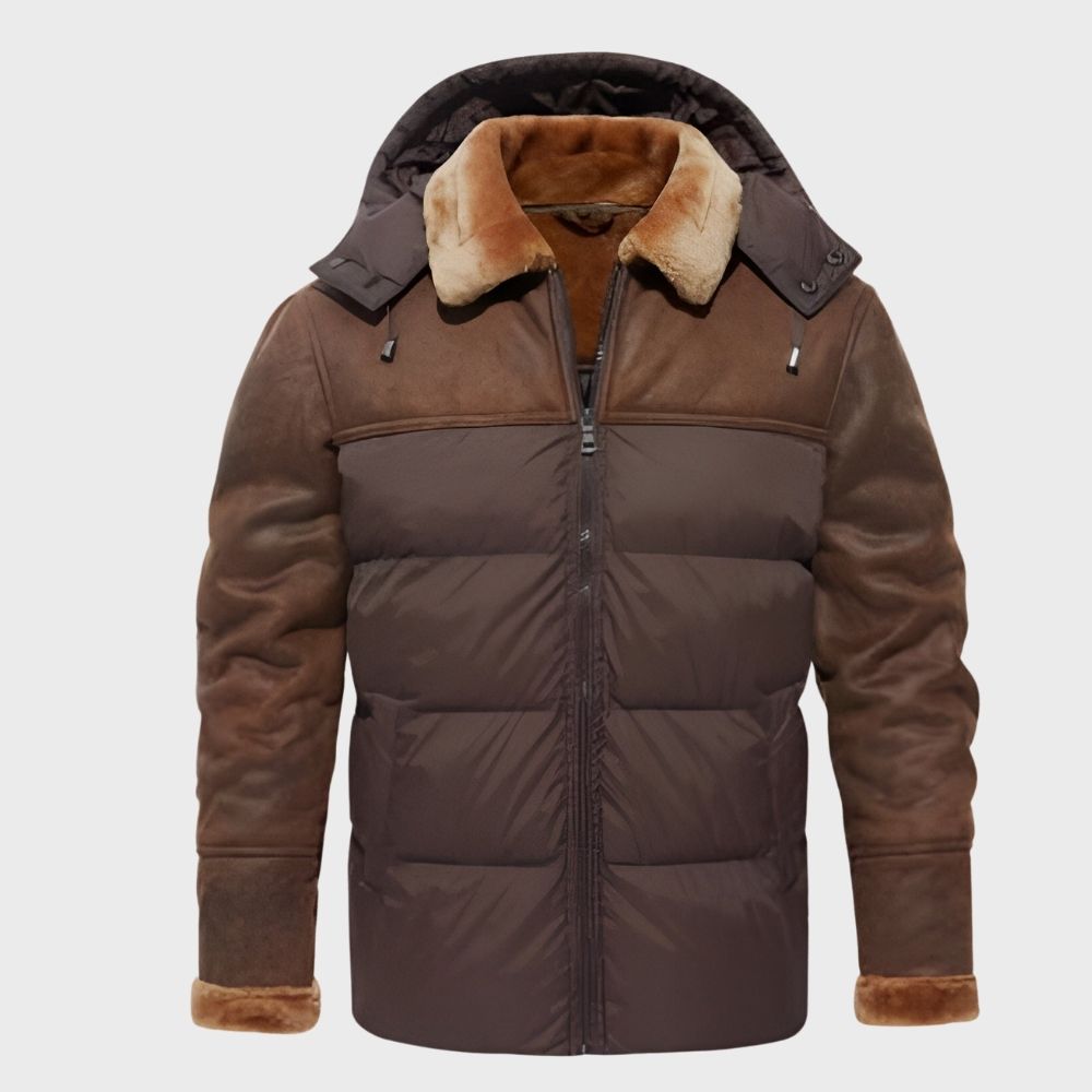 Drune | Herren Wasserdichte Winterjacke mit Plüschkapuze