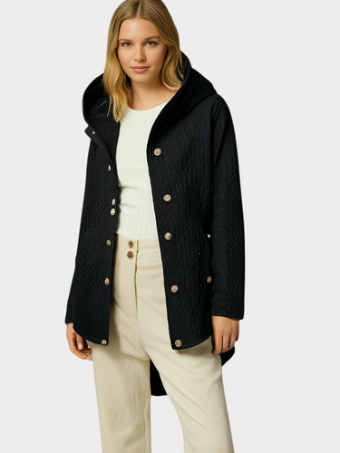 Drune | Damen - Wintermantel – Eleganter Gefütterter Mantel mit Kapuze