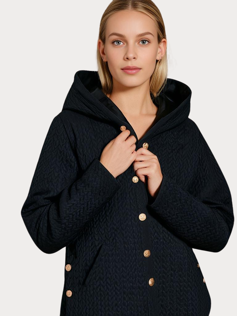 Drune | Damen - Wintermantel – Eleganter Gefütterter Mantel mit Kapuze