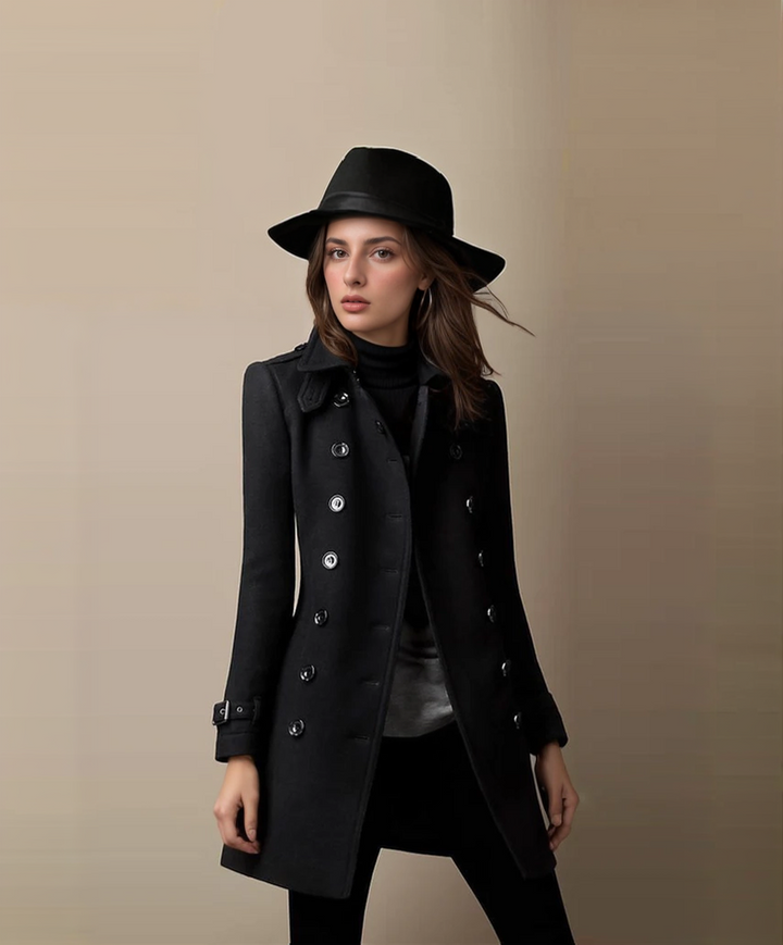 Drune | Damen Doppelreihiger Trenchcoat - Mittellang