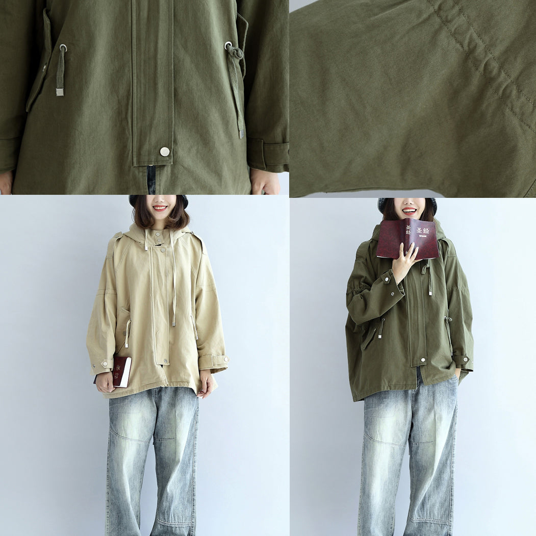 Drune | grüne übergroße Trenchcoats Plus-Size kurze Hoodies Outerwear