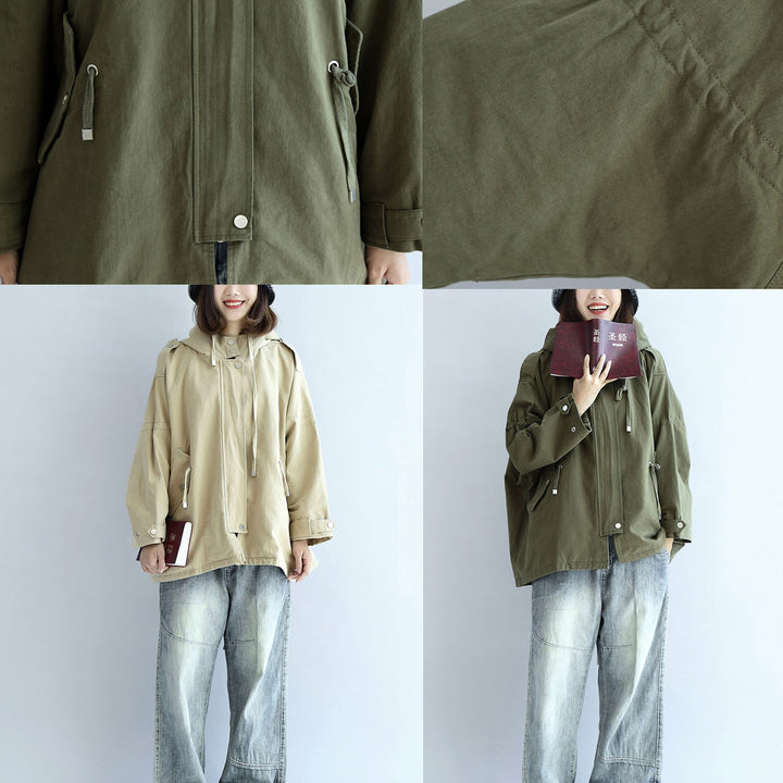 Drune | grüne übergroße Trenchcoats Plus-Size kurze Hoodies Outerwear