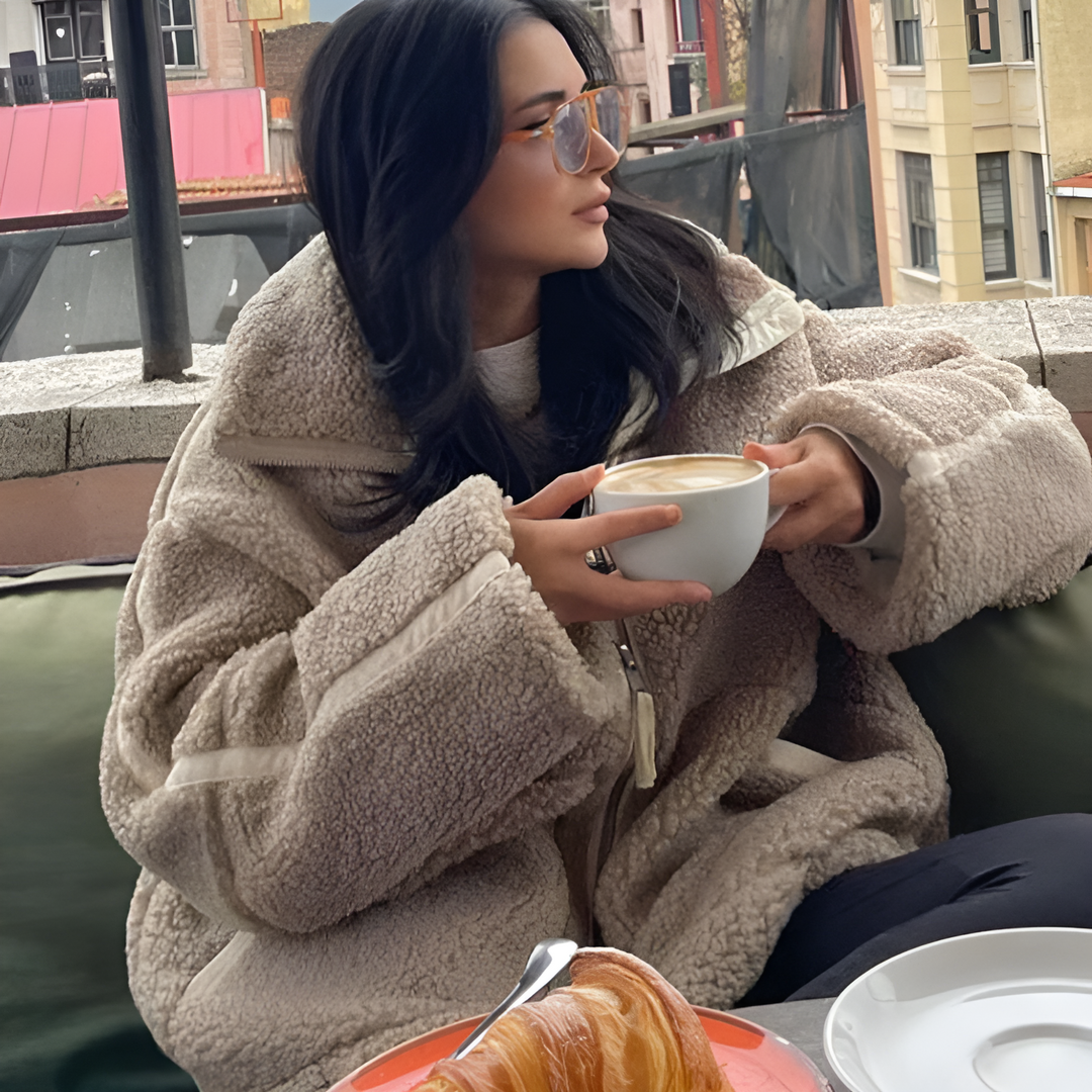 Drune | Fleece Jacke Pelz Übergröße Jacke Damen Winterjacke