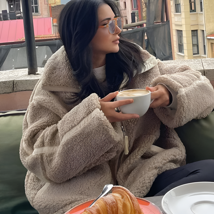 Drune | Fleece Jacke Pelz Übergröße Jacke Damen Winterjacke