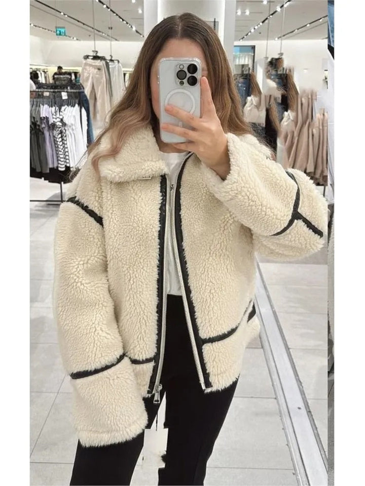 Drune | Fleece Jacket Übergröße Weiß Jacket Damen Winterjacke