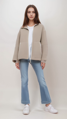 Drune | Fleece Jacke Reißverschluss Hoher Kragen Jacke Damen Fleece Jacke