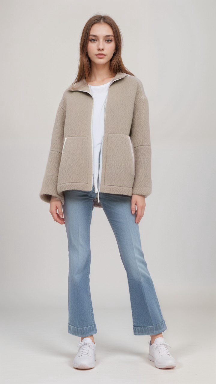 Drune | Fleece Jacke Reißverschluss Hoher Kragen Jacke Damen Fleece Jacke