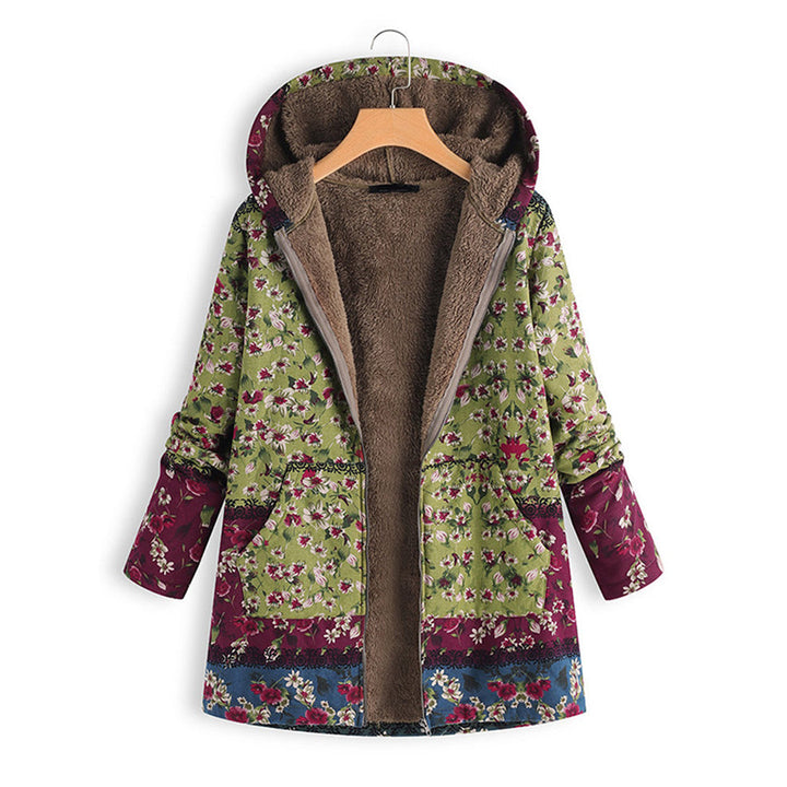 Drune | Blumen Reißverschluss Jacke mit Kapuze Damenjacke