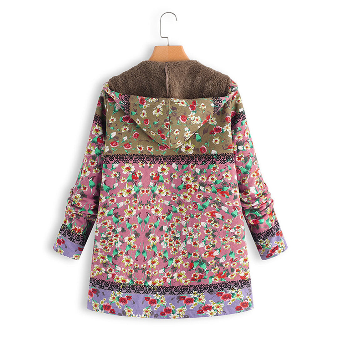 Drune | Blumen Reißverschluss Jacke mit Kapuze Damenjacke