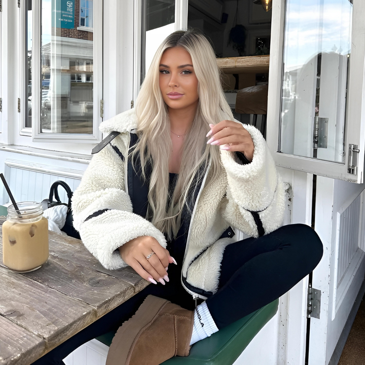 Drune | Weiß Fleece Pelzjacke Winterjacken & Mäntel für Damen