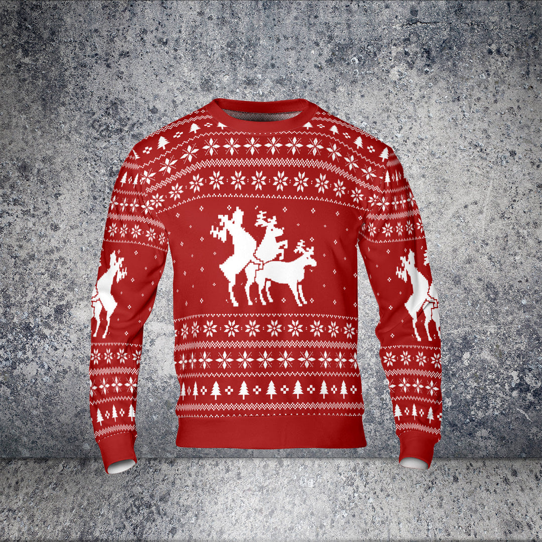Drune | Drei Freche Rehe Hässlicher Weihnachtspullover - HYPERFAVOR