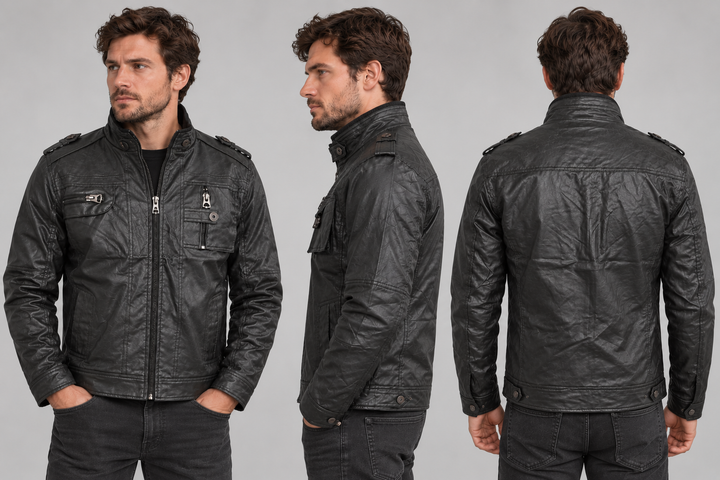 Drune | Herren Lederjacke Schwarz aus echtem Leder