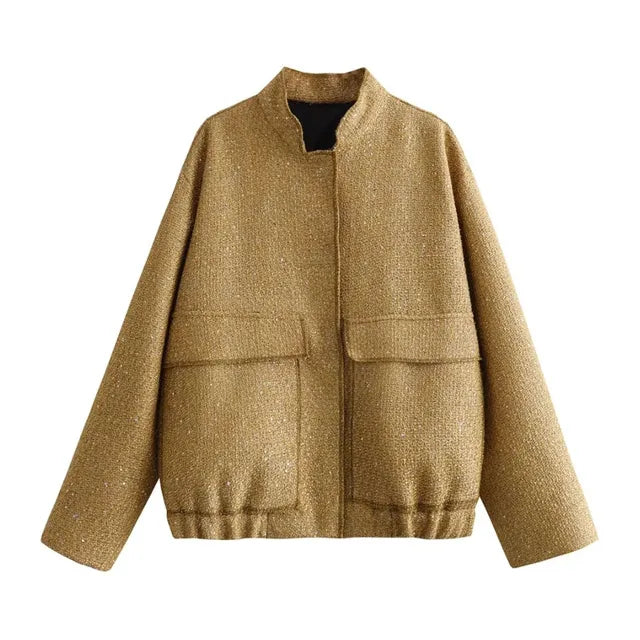 Drune | Elegante Pailletten-Fleecejacke