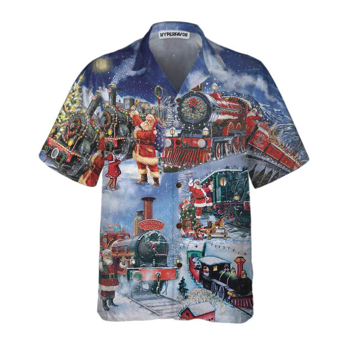 Drune | Train To Christmas Hawaiian Shirt, Lustiges Weihnachtshemd, Geschenk Für Weihnachten