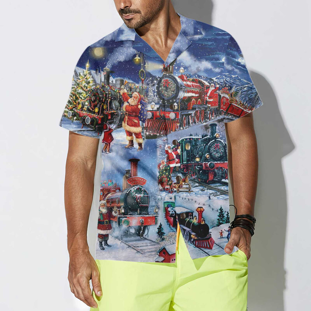 Drune | Train To Christmas Hawaiian Shirt, Lustiges Weihnachtshemd, Geschenk Für Weihnachten