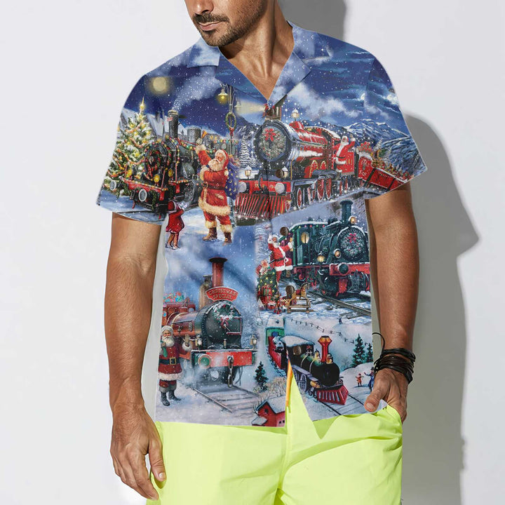 Drune | Train To Christmas Hawaiian Shirt, Lustiges Weihnachtshemd, Geschenk Für Weihnachten