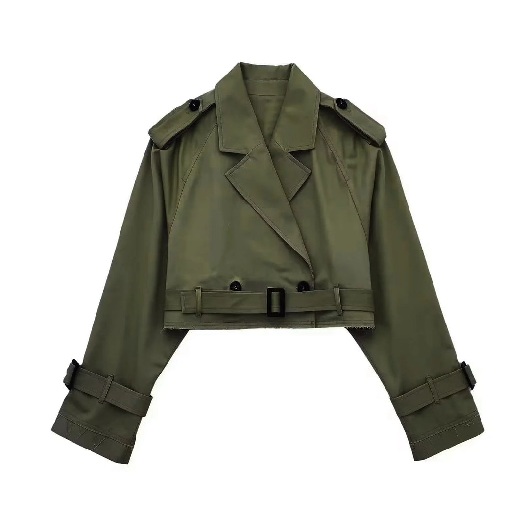 Drune | Kurze Jacke mit Doppelter Brust und Gurt für Damen
