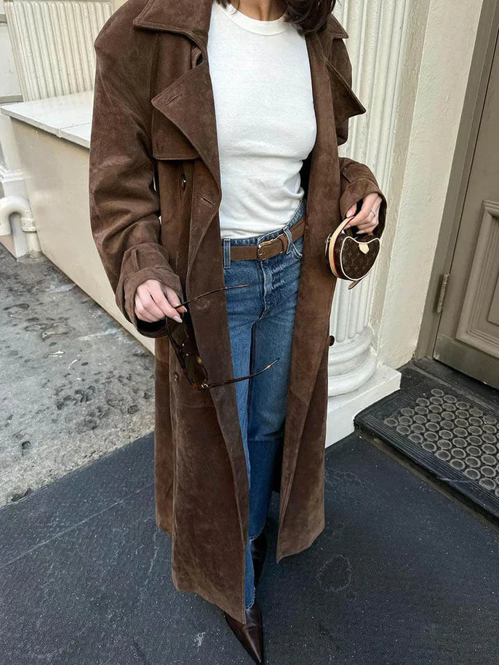 Damen Wildleder-Trenchcoat