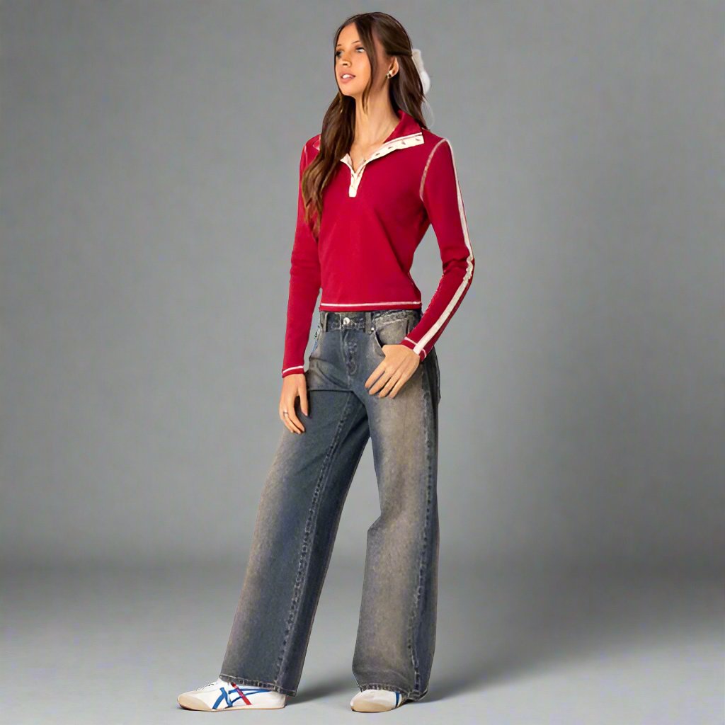 Drune | trendige Low-Rise-Jeans aus Stretch-Denim für Damen