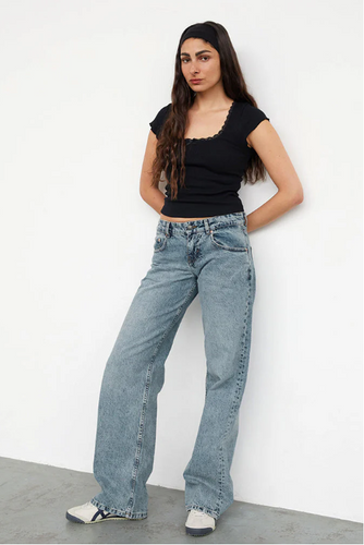 Drune | trendige Low-Rise-Jeans aus Stretch-Denim für Damen